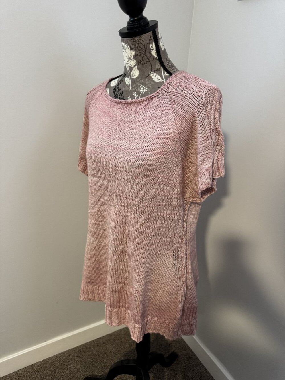 Hand-Knit Short Sleeve Tee – Blush Pink